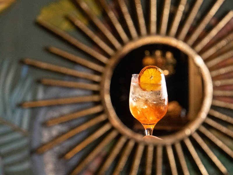 A cocktail in a picture frame.