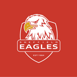 The Sheffield Eagles logo which features an Eagles head on a shield with a red background below which are the words 'Sheffield Eagles' and 'Est. 1984'. 