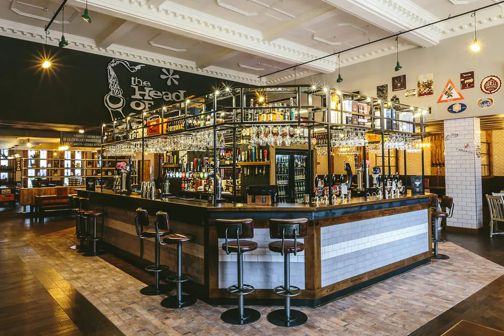 The bar in The Head of Steam, Sheffield.