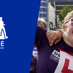 Logo for the event along side a picture of two people taking part in a previous year.