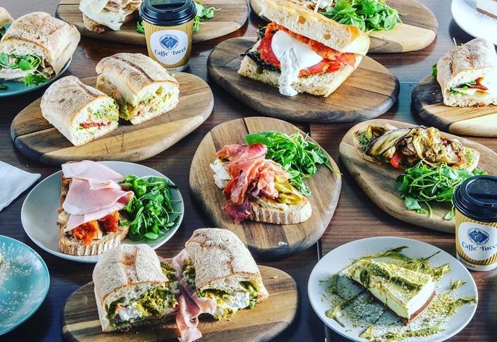 A spread of all different types of food available from  Caffè Tucci.