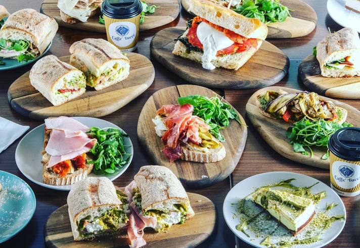 A spread of all different types of food available from  Caffè Tucci.
