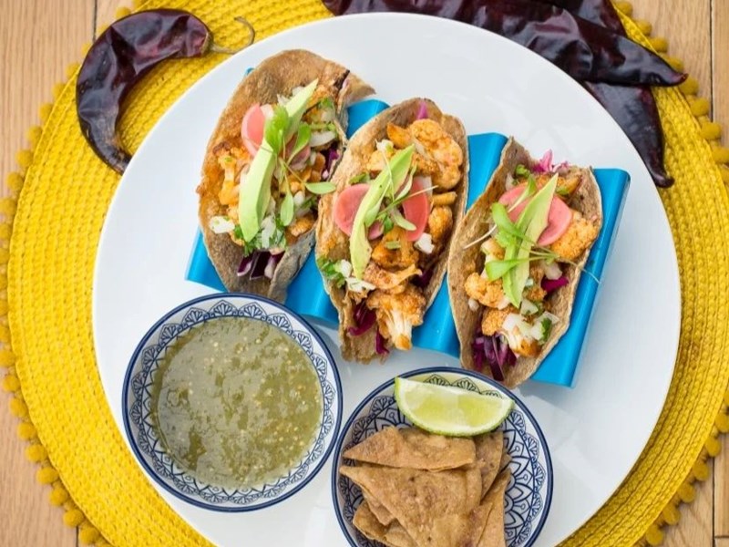 Tacos on a plate at Kopi & Chai.