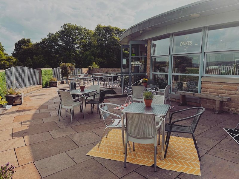 Outside seating area at Dukes in the Park