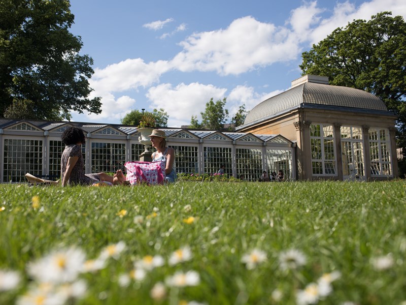 A view of the Glass House at Sheffield Botanical Gardens.