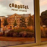 Looking out through the Carousel Print Studio window.