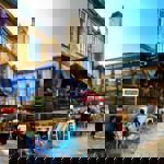 Seating in Leopold Square outside the Bamboo Door.