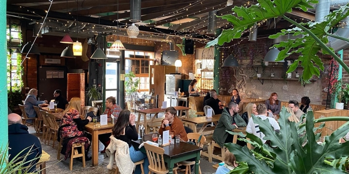 Inside The Old Workshop, filled with customers.