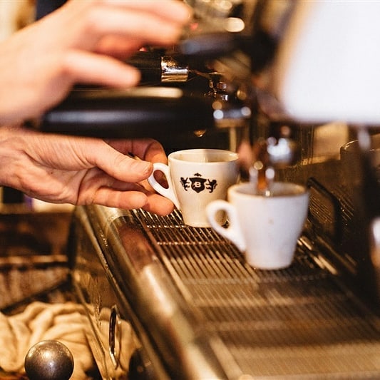 A cup of espresso being made at Bragazzi's.