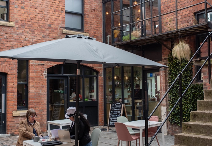 The courtyard at the Birdhouse Tea Bar & Kitchen.