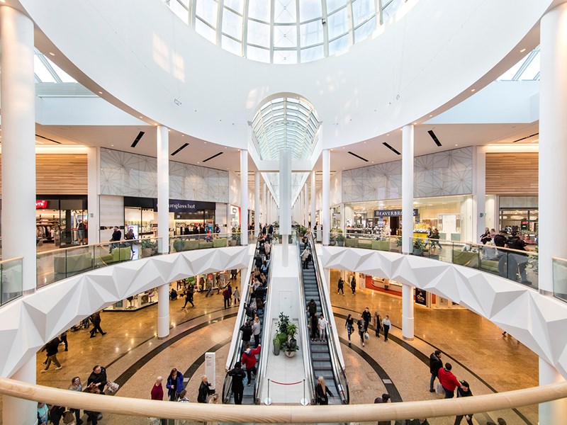 Inside the Meadowhall Shopping Centre.
