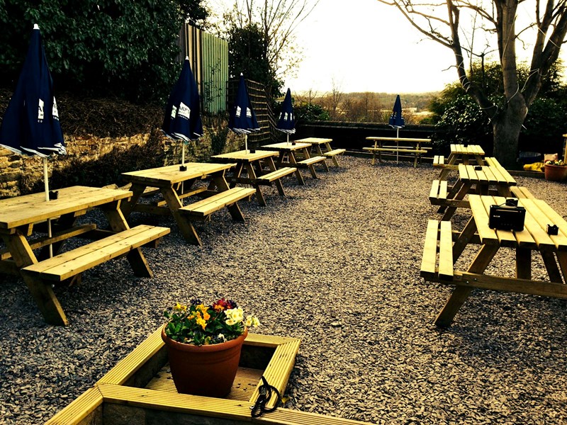 The beer garden at The Brothers Arms.