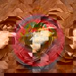 A wrap on a red plate.