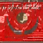 Poster for the event, featuring an illustration of a moustache that has been mounted on a red wall.