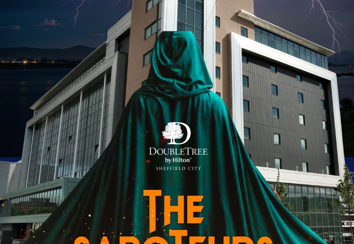 Poster for the event with an illustration of a cloaked and hooded figure.