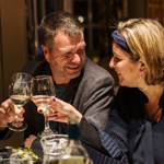 A couple enjoying a night out at Ego Mediterranean.