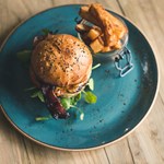 Burger and chips at the Hidden Gem.