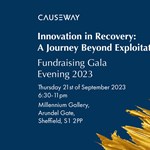 A promo poster for the event Innovation In Recovery - A Journey Beyond Exploitation listing all the event's details.