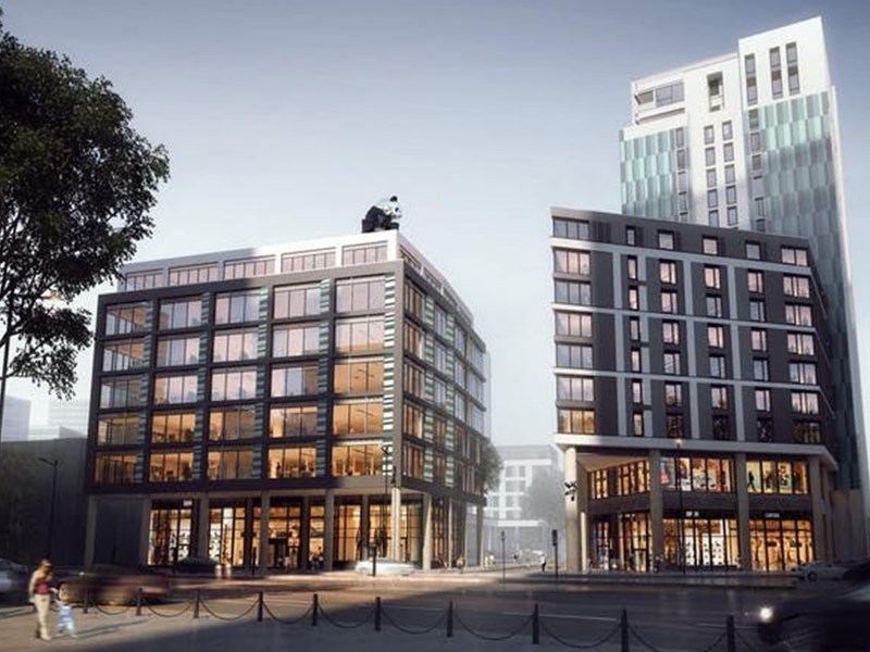 A computer generated image of New Era Square in Sheffield.