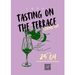 Poster for the event with an illustration of wine being poured into a glass.