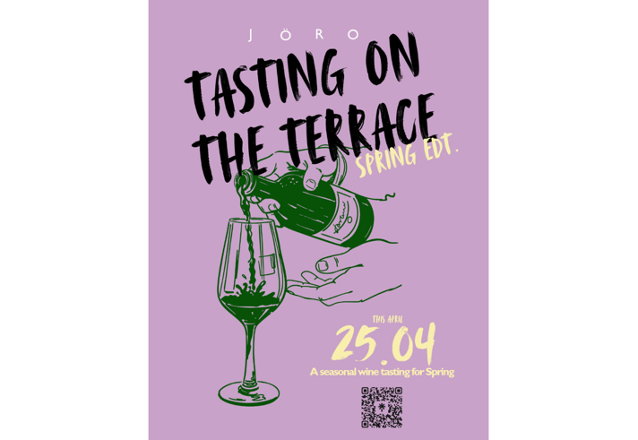 Poster for the event with an illustration of wine being poured into a glass.