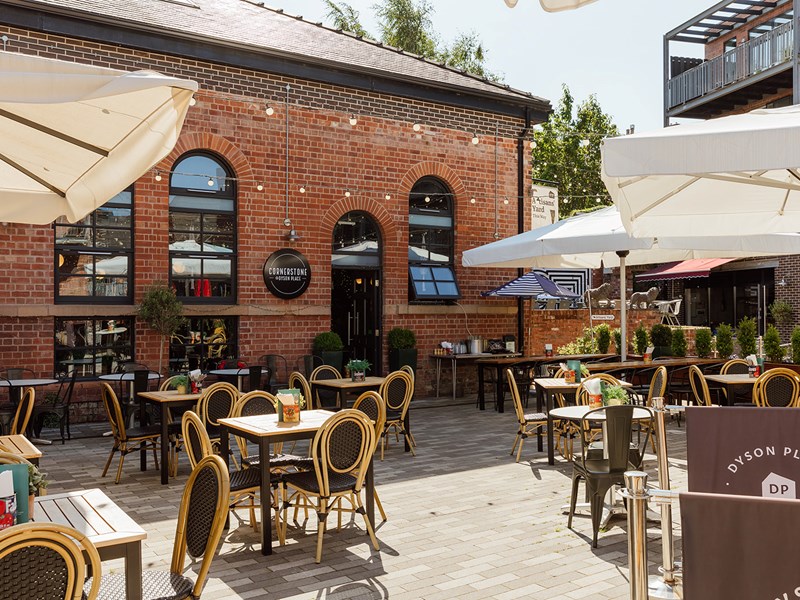 Outside seating at Cornerstone.