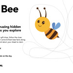 Poster for the event with cartoon illustrations of two bees flying about.