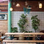 A table inside The Old Workshop.