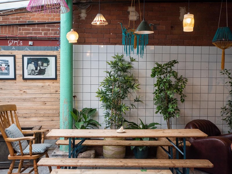 A table inside The Old Workshop.