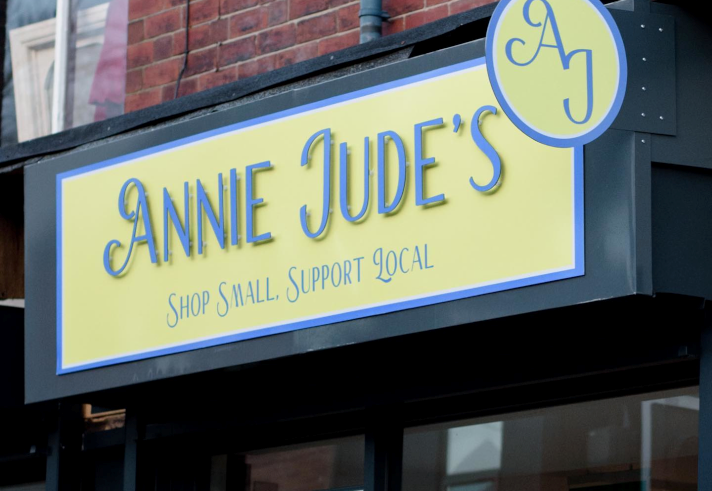 Annie Jude's shop sign.
