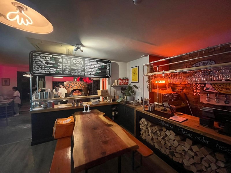 The bar at the Nether Edge Pizza Co.