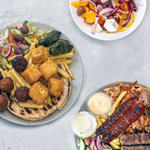 Three dishes from Olive Greek Food.