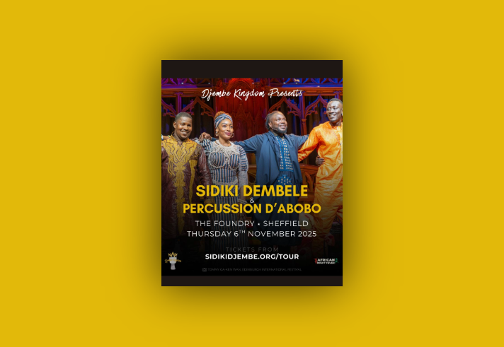 Poster for the Djembe Kingdom gig at the Foundry.