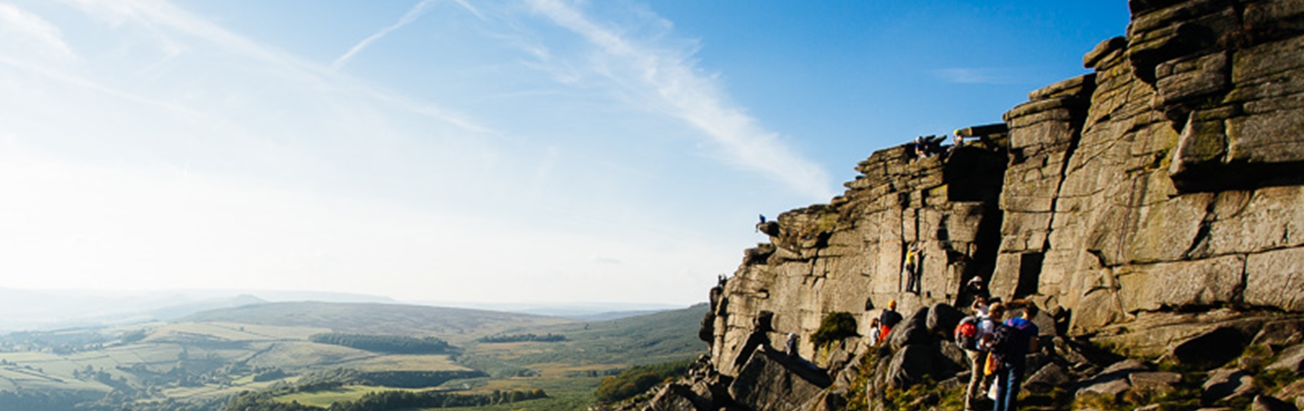Stanage Edge on a sunny day.