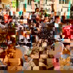 The interior of Cafe #9 filled with customers.