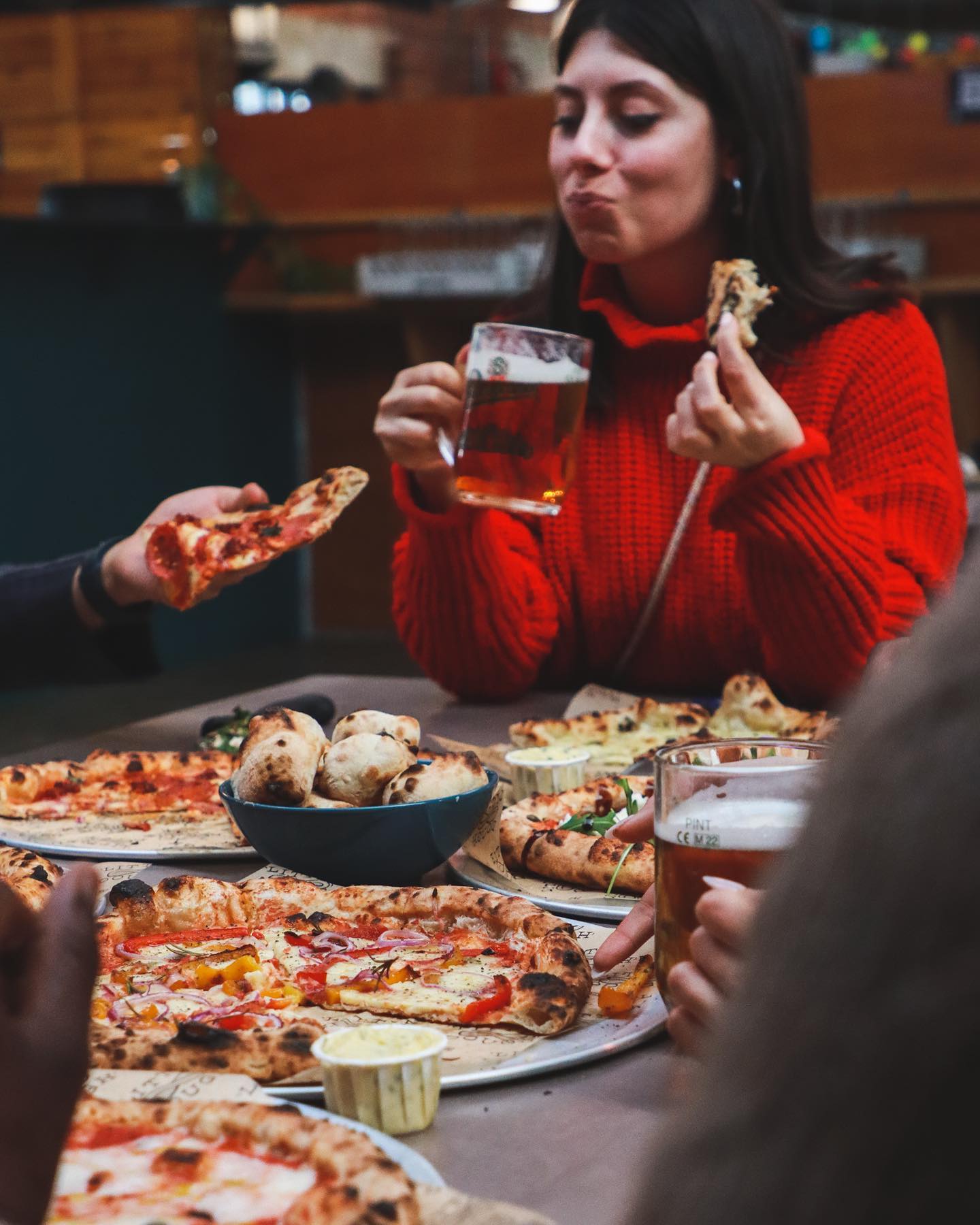 Inside Cutlery Works, filled with customers dining.