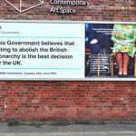 The poster board on the outside of Bloc Projects where different artworks are displayed throughout the year.