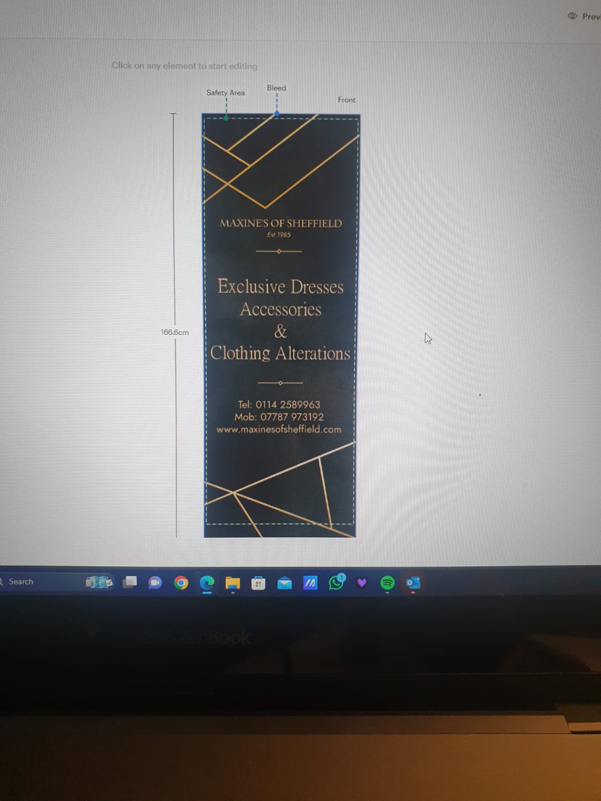 Product display for Maxines of Sheffield 