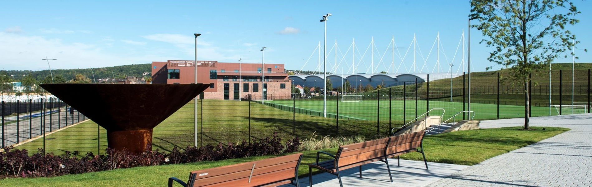 A view of the grounds and building at the  Sheffield Olympic Legacy Park.