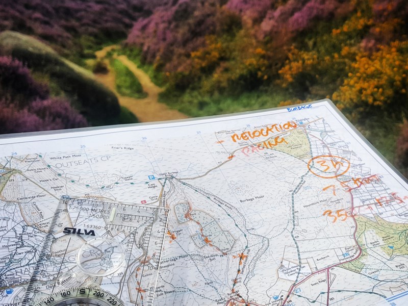 A map being examined.