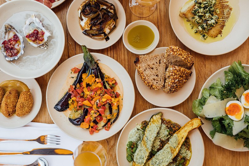 looking down on a delicious selection of dishes at Tonco