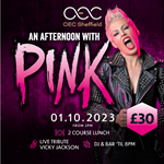 A poster for An Afternoon With Pink at the OEC Sheffield.