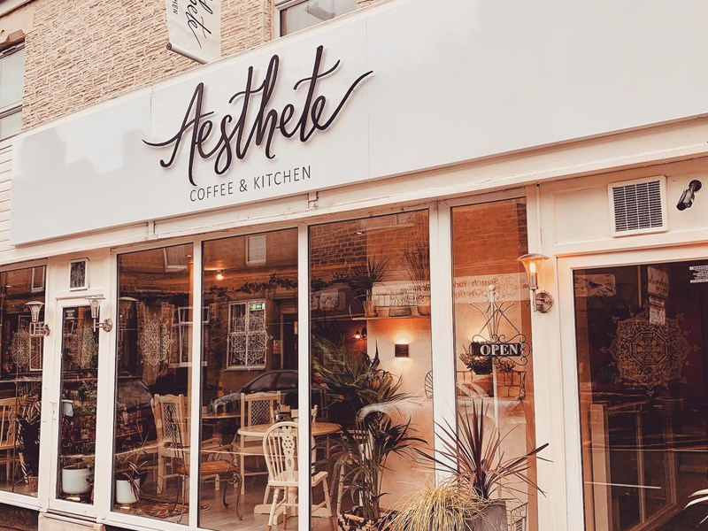 The exterior of Aesthete Coffee + Kitchen.