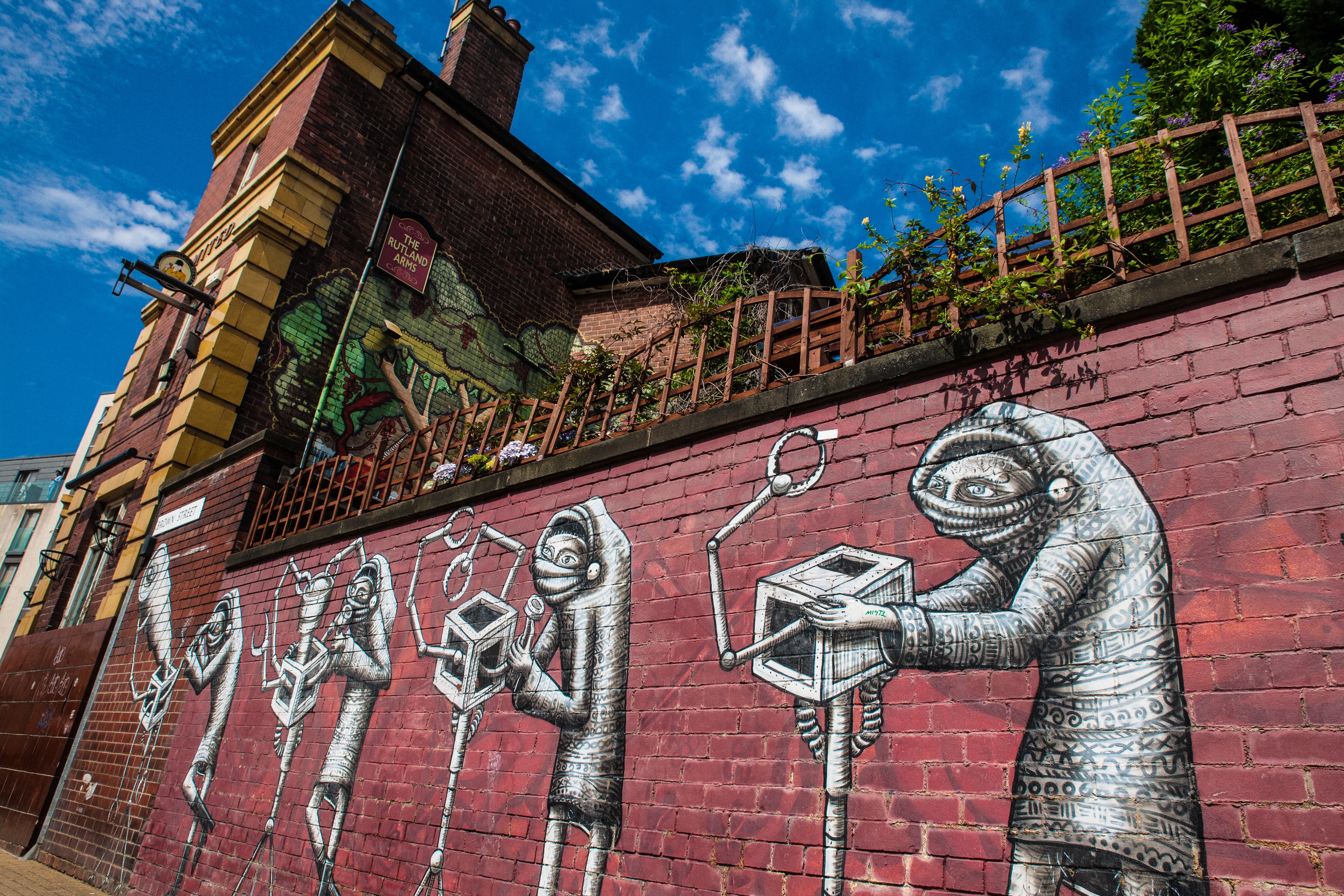 Phlegm street art outside The Rutland Arms.