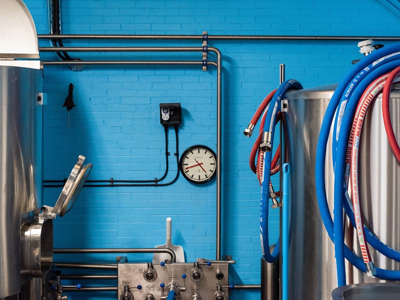Beer brewing equipment at The Brewery of St Mars of the Desert + Taproom.