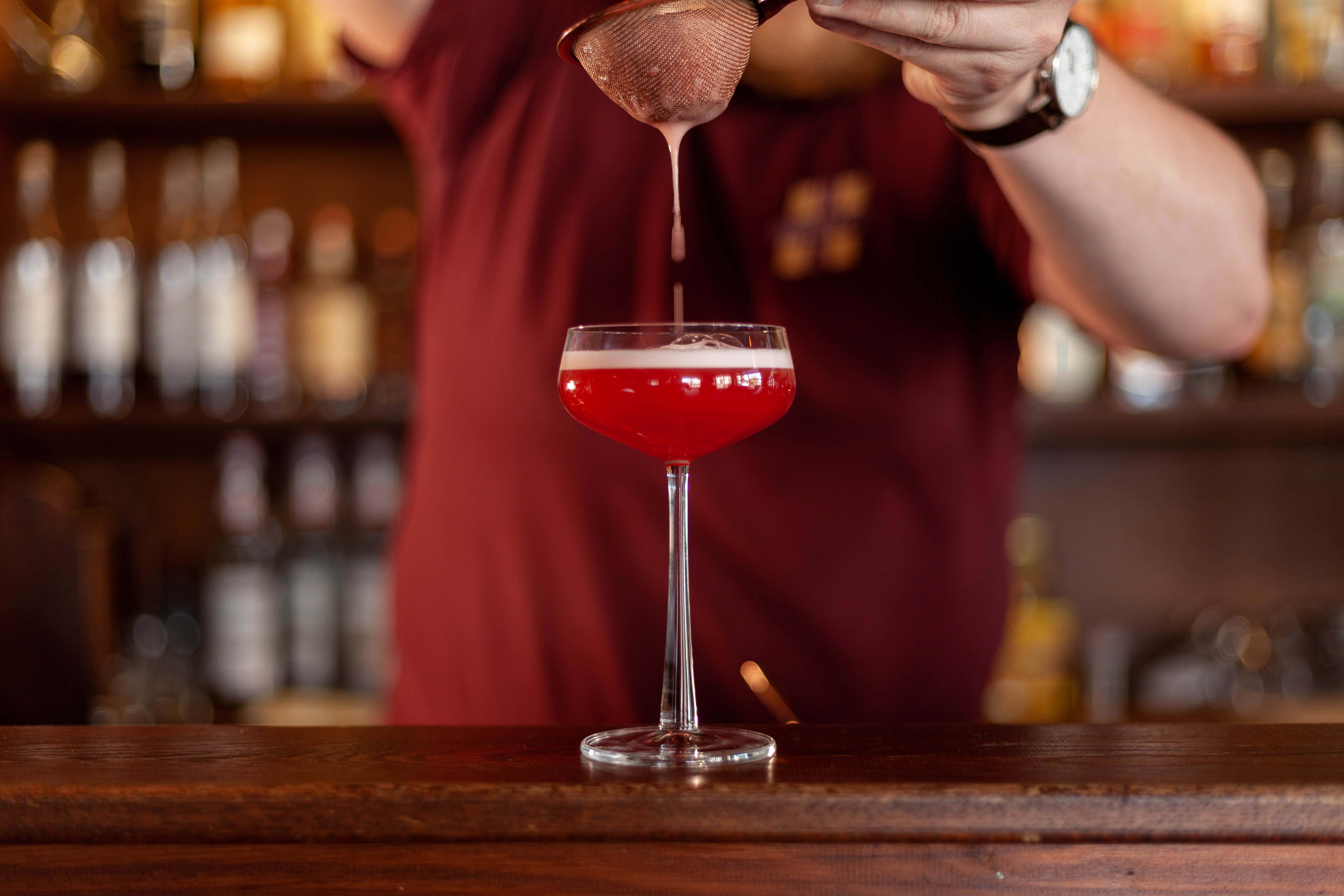 A cocktail being created at the Dead Donkey.