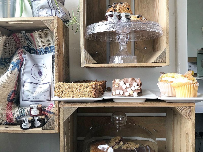 Cakes on display in the Millhouses Park Cafe.