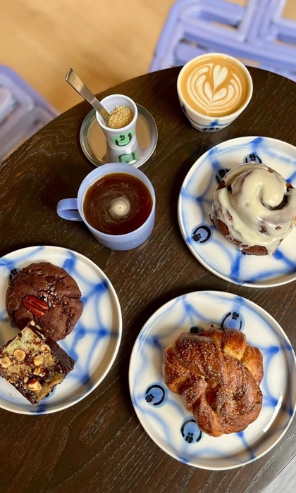 Coffee and cake at Bakers Yard Bakery.
