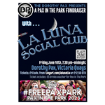A promo poster for the 'A Pax In The Park Fundraiser' event listing all the details.