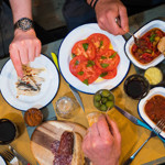 People eating a meal at North Town.
